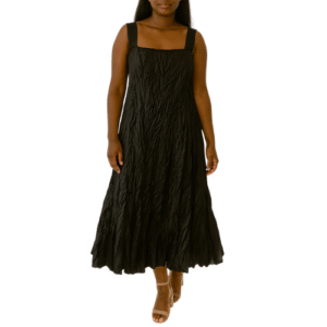Black Midi Dress with Scrunched Material