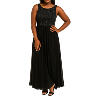 Black Sequence Bodice Dress
