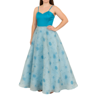 Blue Satin and Tulle Dress