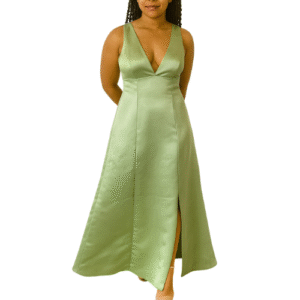 Light Green Satin Maxi Dress