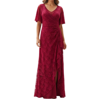 Red Lace Wrap Maxi Dress