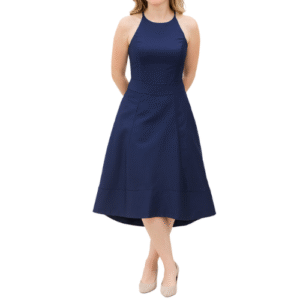 Navy Blue 2 Piece High Low Dress With Pockets
