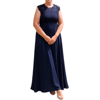 Navy Lace Bodice Dress