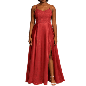 Pink Satin and Lace Maxi Dress