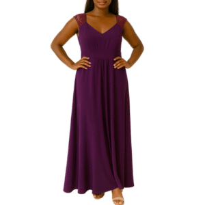 Purple Maxi Dress With Lace on Shoulders