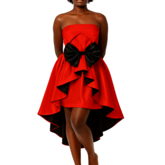 Red and Black Satin Dress