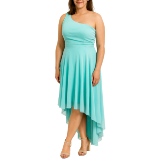Aqua One Shoulder High Low Dress