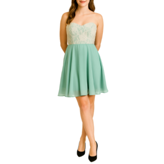 Sea Green Midi Dress with Lace Bodice