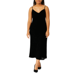 Black Velvet Midi Dress with Pattern