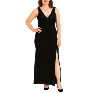 Black Beaded Midi Dress