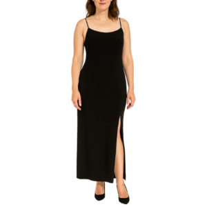Black Thin Strap Maxi Dress with Slit on Side