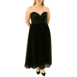 Black Strapless Maxi Dress with Sequence Bodice