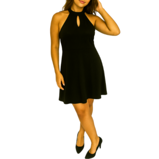 Black Mini Halter Neck Dress