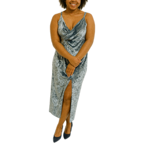 Light Blue Velvet Midi Dress