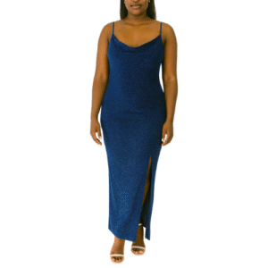 Navy Blue Maxi Dress with Cowl Neck