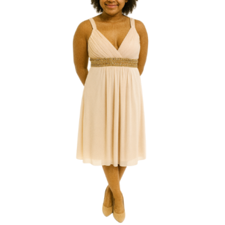 Cream and Gold Mini Dress with Beads