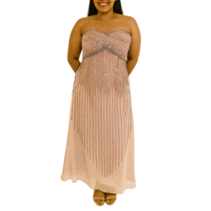 Cream Maxi Dress with Gold and Blue Sequence