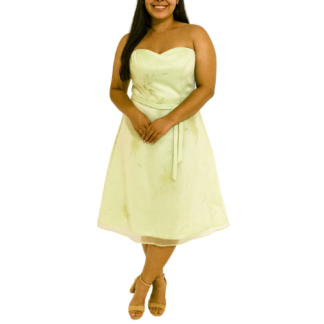 Light Green Mini Dress with Leaf and Flower Print