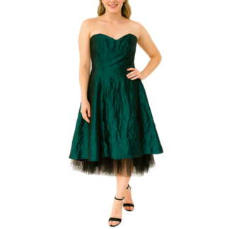 Midi Dark Green Strapless Dress