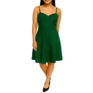 Dark Green Mini Dress with Pattern