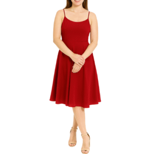 Maroon Open Back Midi Dress with Thin Straps