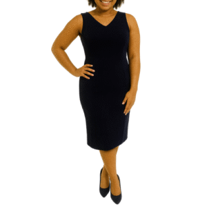 Navy Blue Midi Dress with Cross Back