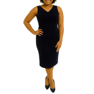 Navy Blue Midi Dress with Cross Back