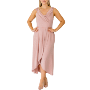 Pale Pink Pleated High Low Dress