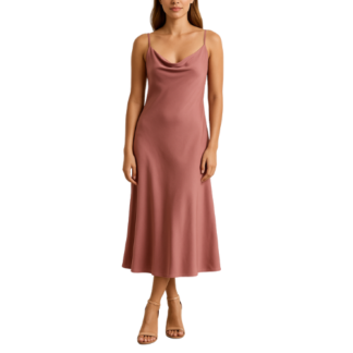 Pink Thin Strap Midi Dress