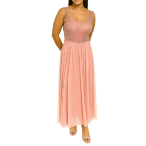 Pink Maxi Dress with Beaded Bodice