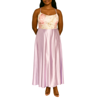 Purple Maxi Dress with Floral Bodice