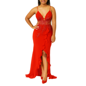 Red High Low Frilly Dress