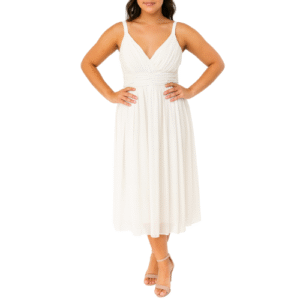 White Midi Dress with Pleats