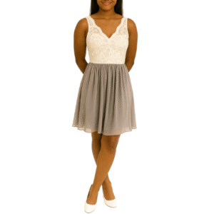White Lace Bodice with Grey Bottom Mini Dress