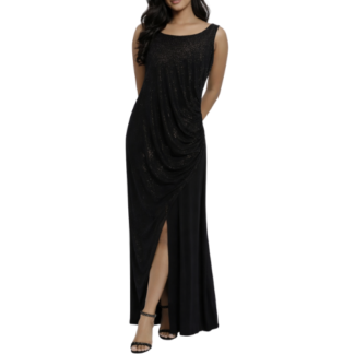 Black with Gold Shimmer Maxi Dress