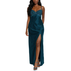 Green Maxi Dress with Sequence on Bodice