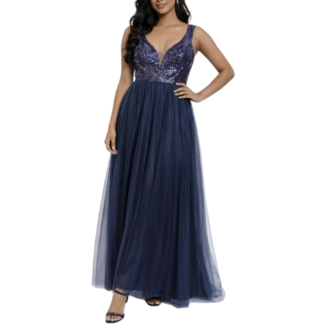 Silver Grey Maxi Dress with Sequence Bodice