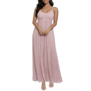 Light Pink Midi Dress with Lace on Bodice