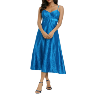 Blue Thin Strap Midi Dress