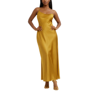 Gold Maxi Dress with Cowl Neck