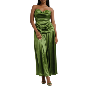 Green Satin Maxi Dress