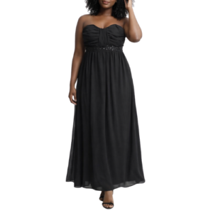 Black Maxi Dress with Beads in Middle