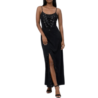 Black Rhinestone Maxi Dress