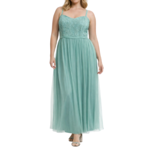 Maxi Light Blue Dress with Lace and Net