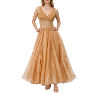 Chiffon Gold Maxi Ball Gown
