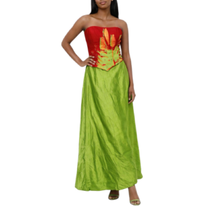 Green and Red 2 Piece Maxi Dress with Criss Cross on Back