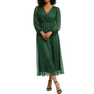 Green Long Sleeve Midi Dress