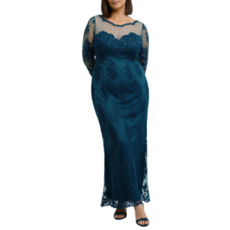 Green Mai Dress with Lace Sleeves