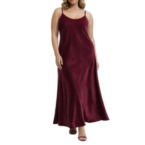 Maroon Maxi Dress with Thin Straps