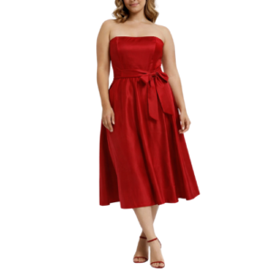 Red Satin Midi Dress